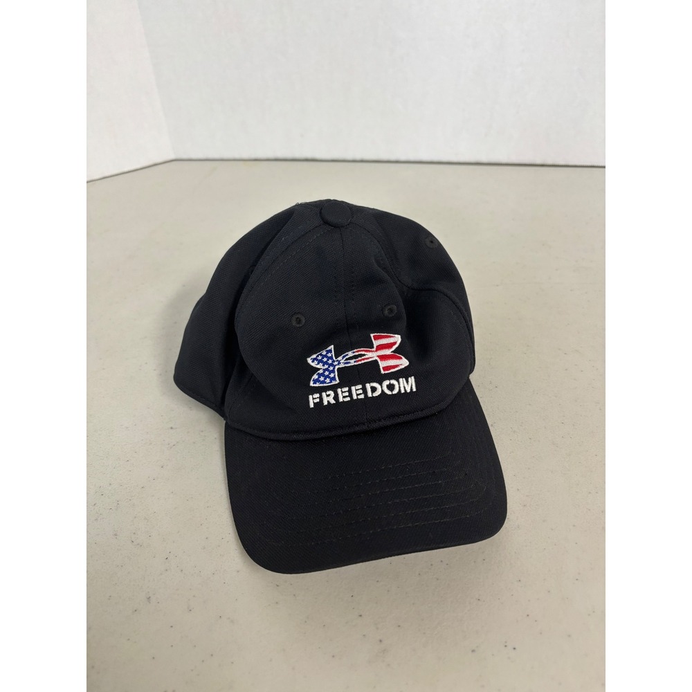 Under Armour Freedom Youth Black Baseball Cap Adjustable Patriotic Logo Hat OSFM